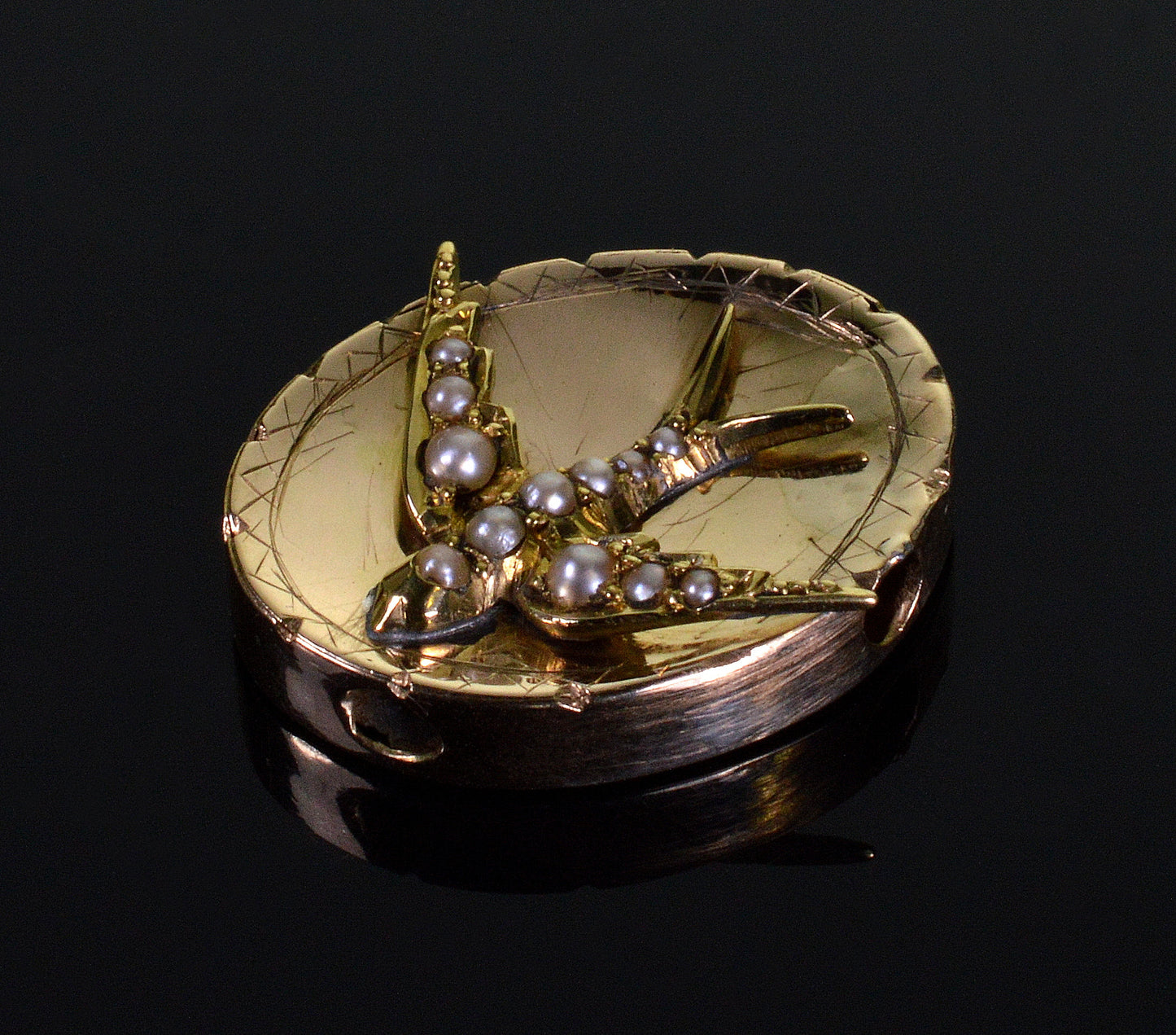 Victorian 14K Gold Large Swallow Bird Slide For Bracelet Necklace C.1890