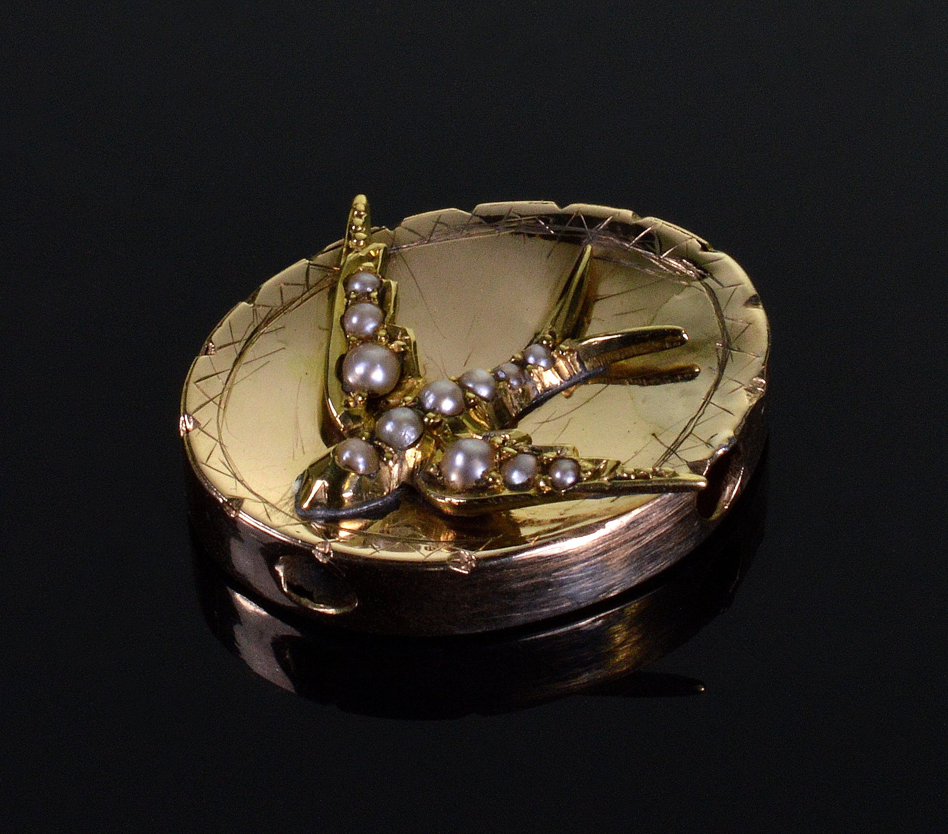 Victorian 14K Gold Large Swallow Bird Slide For Bracelet Necklace C.1890