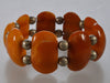 Antique Natural Baltic Butterscotch Egg Yolk Amber Stretch Bracelet C.1920