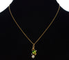 Antique Art Nouveau 14K Gold Enamel Pearl Pendant Necklace C.1900