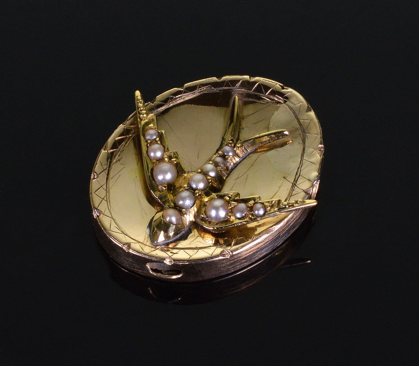 Victorian 14K Gold Large Swallow Bird Slide For Bracelet Necklace C.1890