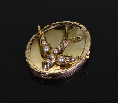 Victorian 14K Gold Large Swallow Bird Slide For Bracelet Necklace C.1890