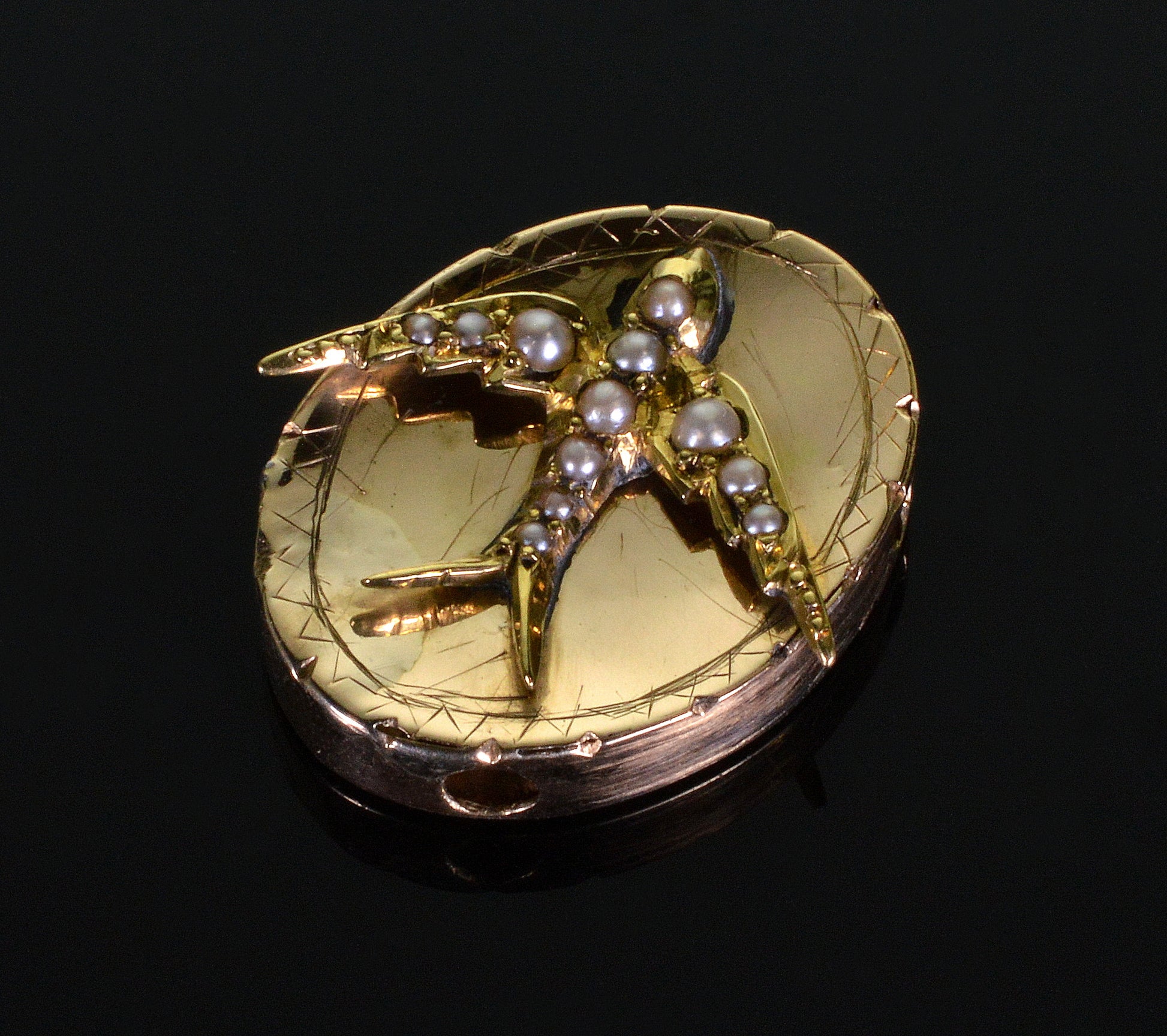 Victorian 14K Gold Large Swallow Bird Slide For Bracelet Necklace C.1890