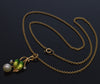 Antique Art Nouveau 14K Gold Enamel Pearl Pendant Necklace C.1900