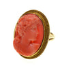Antique Victorian 14K Gold Salmon Coral Cameo Ring Size 5 3/4 C.1890