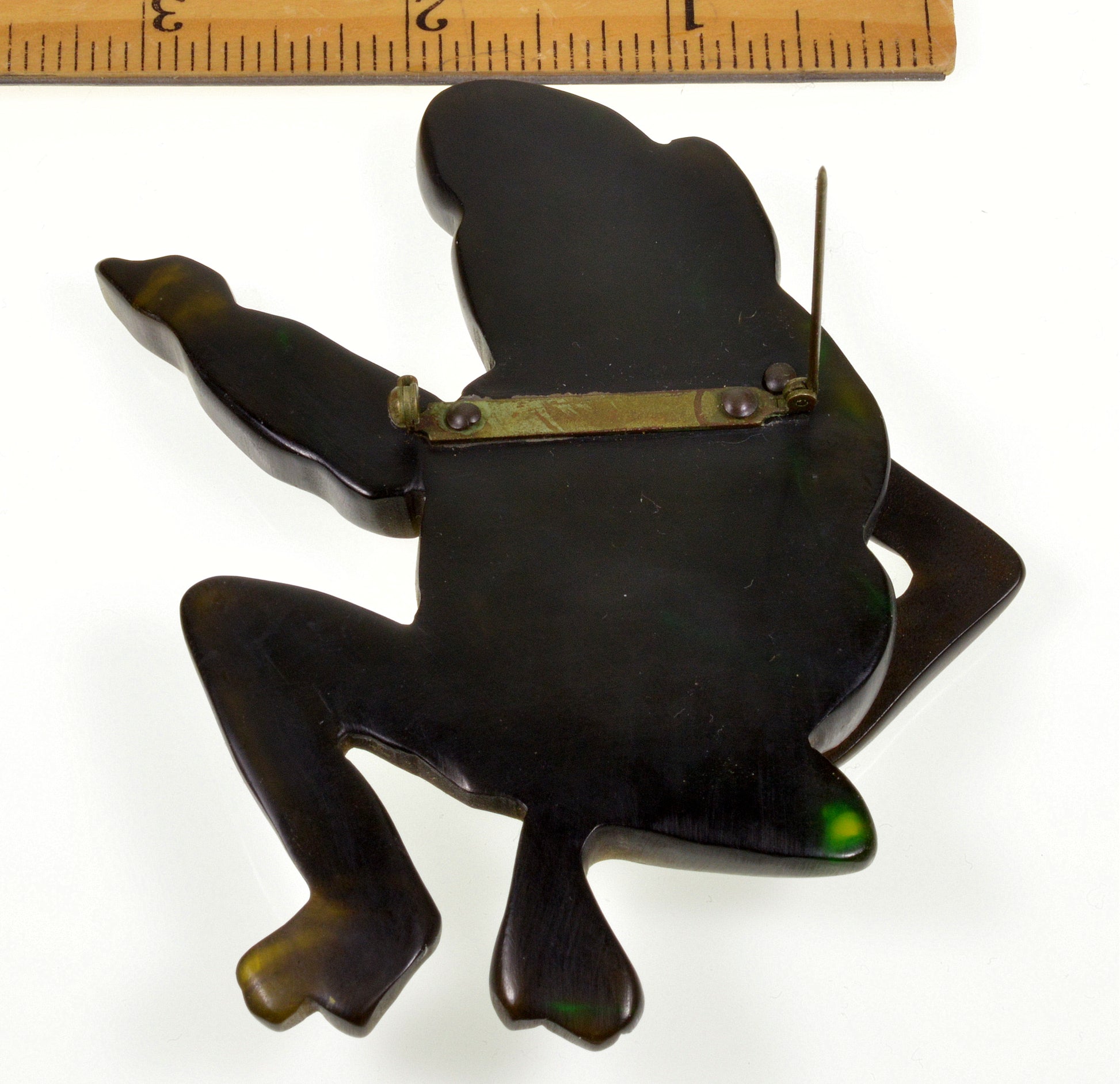 Collectible Bakelite Frog Banjo Brooch Pin Movable Arm C.1930