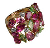Estate 18K Gold Cocktail Ring Tourmaline Peridot Diamond Size 5 3/4