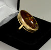 Rainbow Fire Agate 14K Gold Cocktail Ring Size 7
