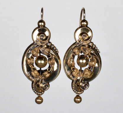 Antique Victorian 10K Gold Baroque Earrings C.1880