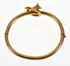 Victorian Horse Head 14K Gold Bangle Bracelet Diamond Ruby Size 6 1/2" C.1890