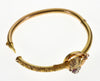 Victorian Horse Head 14K Gold Bangle Bracelet Diamond Ruby Size 6 1/2" C.1890