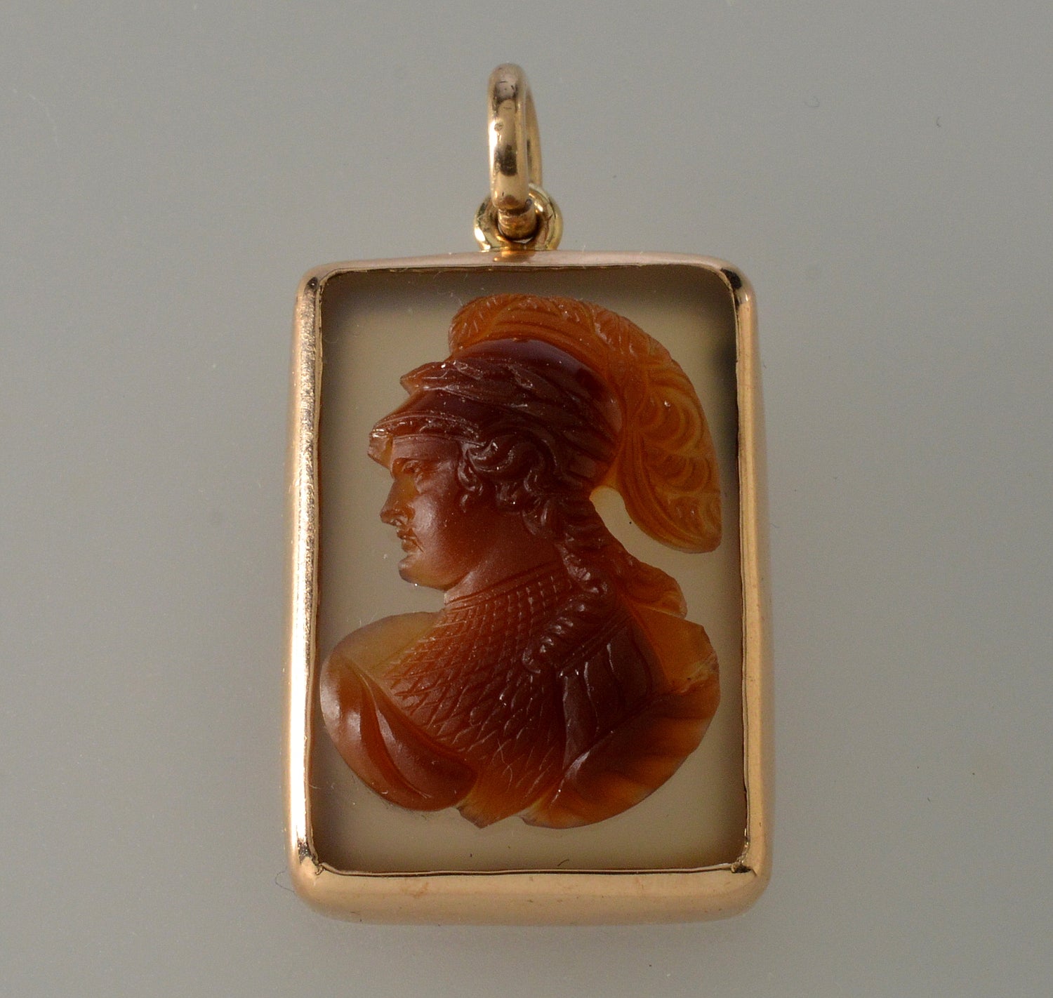Antique Victorian 14K Gold Sardonyx Athena Cameo Pendant C.1890
