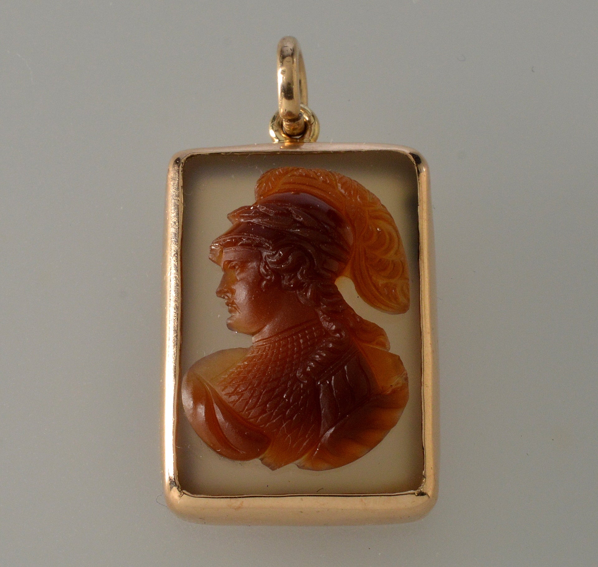 Antique Victorian 14K Gold Sardonyx Athena Cameo Pendant C.1890