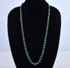 Art Deco Czech Hubbell Turquoise Glass Graduated Bead Necklace 32" C.1920