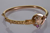 Victorian Horse Head 14K Gold Bangle Bracelet Diamond Ruby Size 6 1/2" C.1890