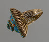 Natural Turquoise 14K Gold Enamel Cocktail Ring Size 6.5