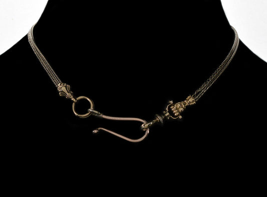 Antique Georgian 10K Gold Hand Fist Watch Chain Necklace C.1820
