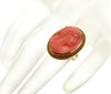 Antique Victorian 14K Gold Salmon Coral Cameo Ring Size 5 3/4 C.1890