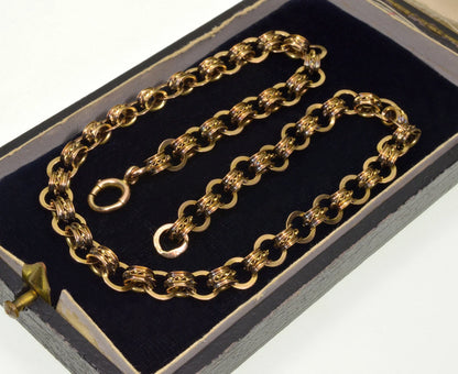 Antique Victorian 10K Gold Fancy Link Chain Necklace C.1890 003175