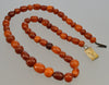 Antique Victorian Butterscotch Amber Bead 9K Gold Necklace C.1890