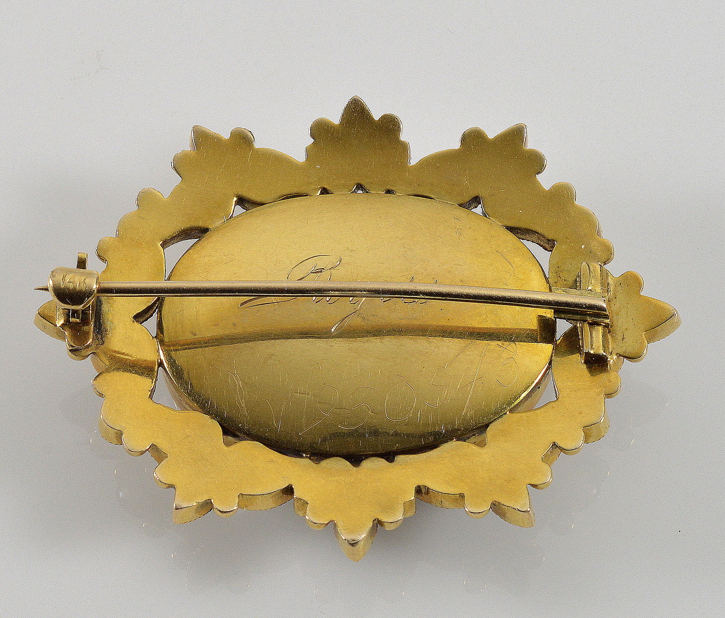 Victorian 14K Gold Onyx Mourning Brooch Braided Hair C.1860