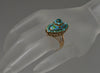 Natural Turquoise 14K Gold Enamel Cocktail Ring Size 6.5