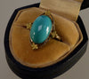 Antique Art Deco 14K Gold Turquoise Ring Size 4 1/4 C.1920