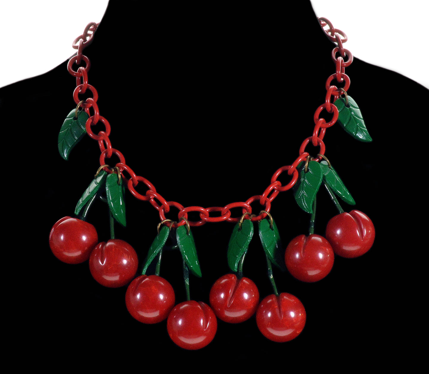 Iconic Red Cherry Bakelite Necklace C.1930