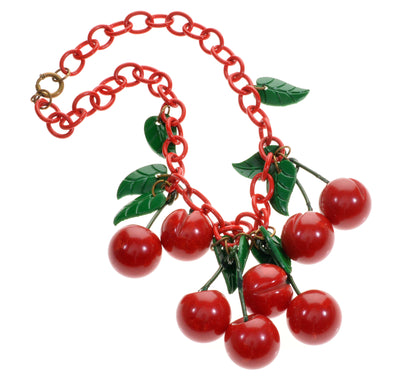 Iconic Red Cherry Bakelite Necklace C.1930