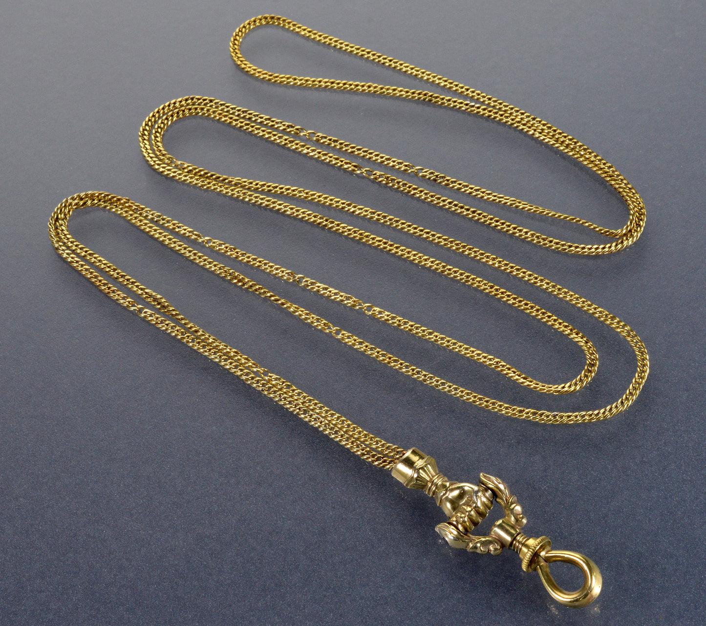 Antique Georgian 10K Gold Necklace Hand Fist Longuard Chain C.1820 003709