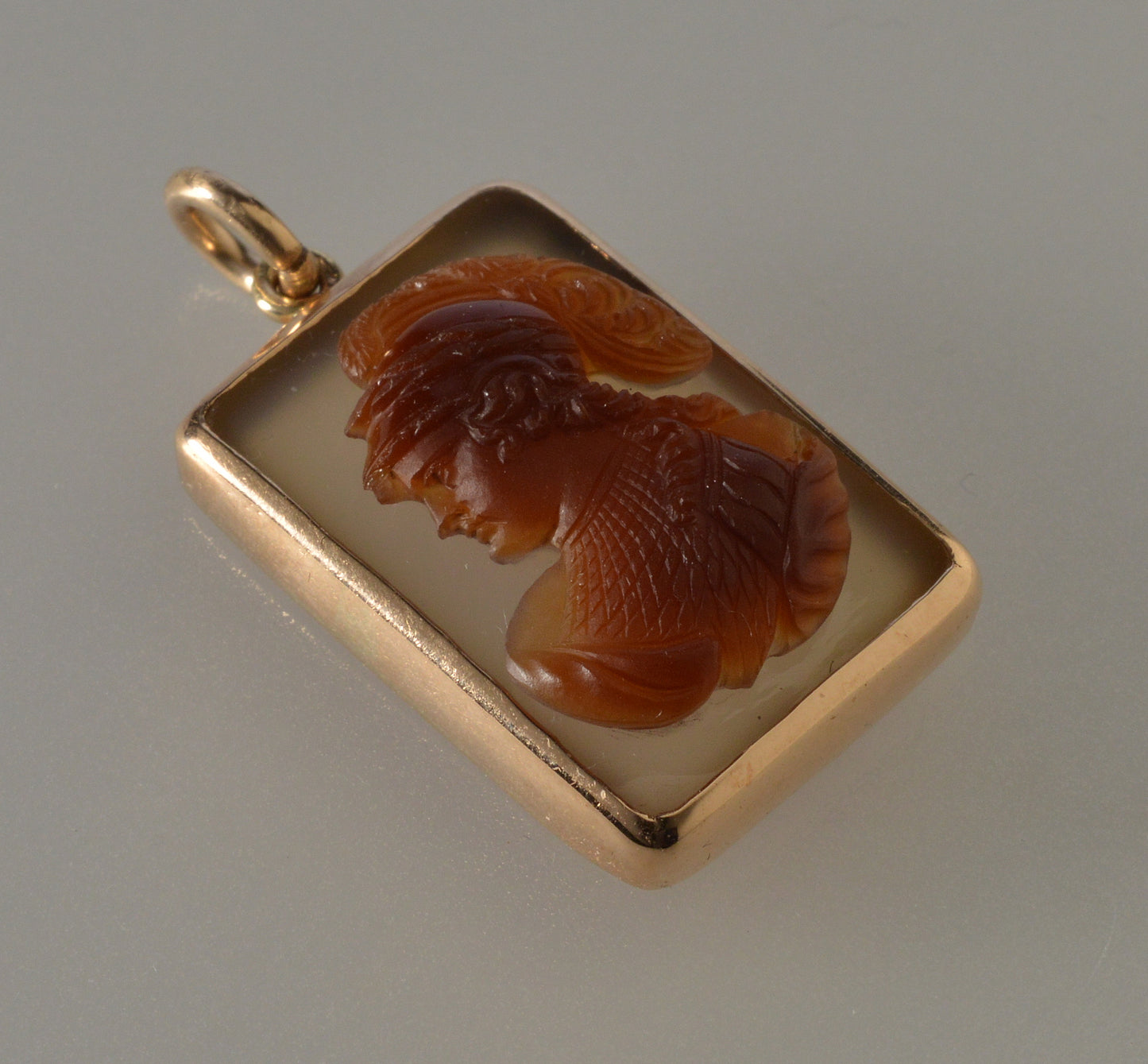 Antique Victorian 14K Gold Sardonyx Athena Cameo Pendant C.1890