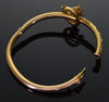 Victorian Horse Head 14K Gold Bangle Bracelet Diamond Ruby Size 6 1/2" C.1890