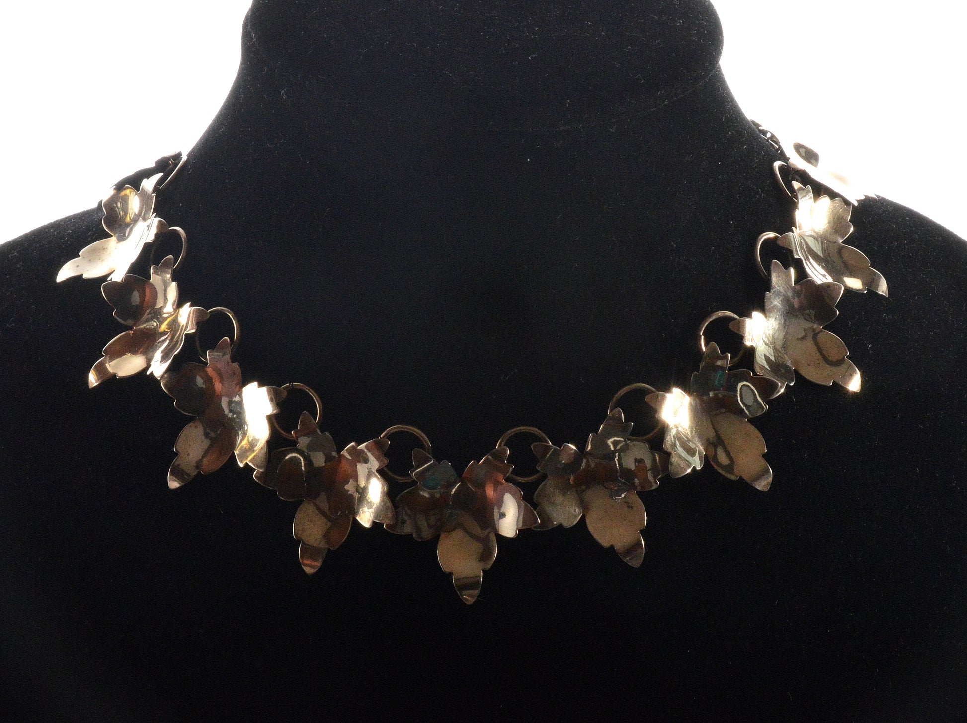 Antique Victorian Sterling Maple Leaves Necklace C.1890