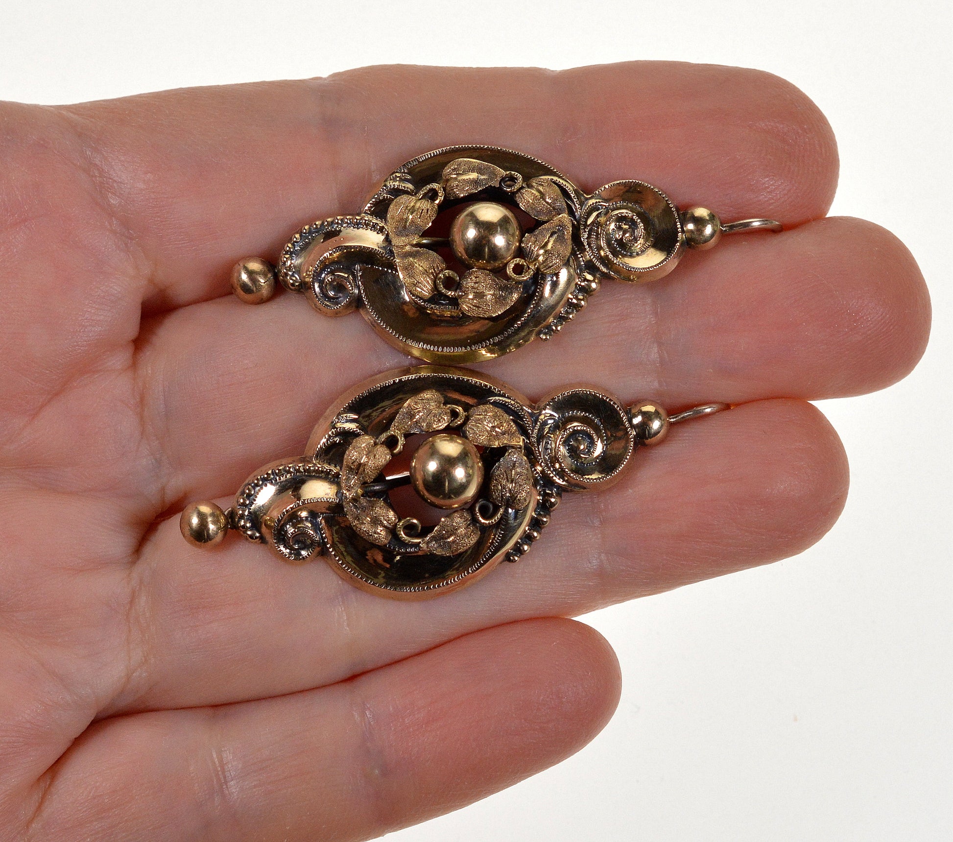 Antique Victorian 10K Gold Baroque Earrings C.1880