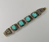 Antique Chinese Carved Turquoise Enamel Silver Bracelet C.1890