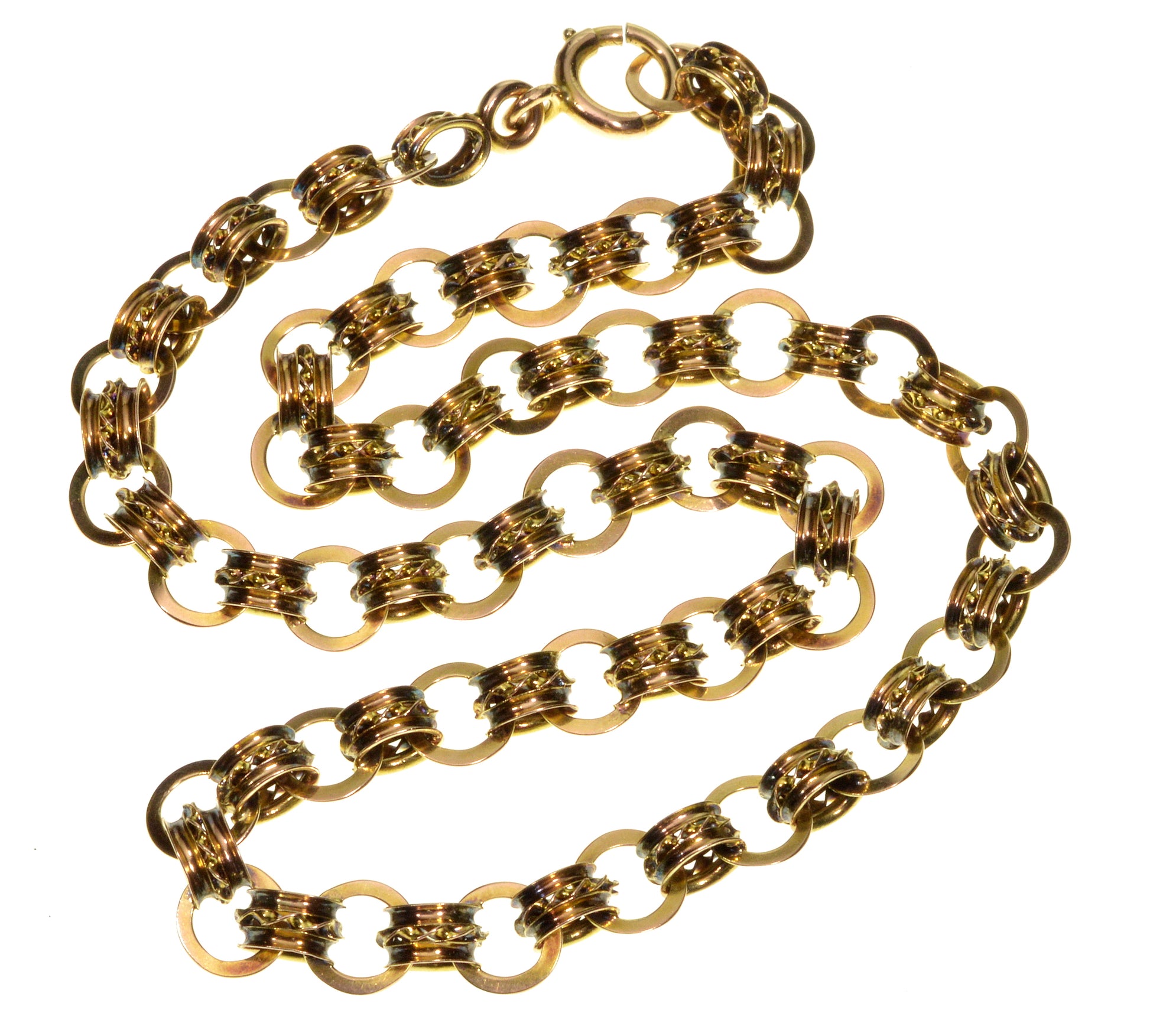 Antique Victorian 10K Gold Fancy Link Chain Necklace C.1890 003175