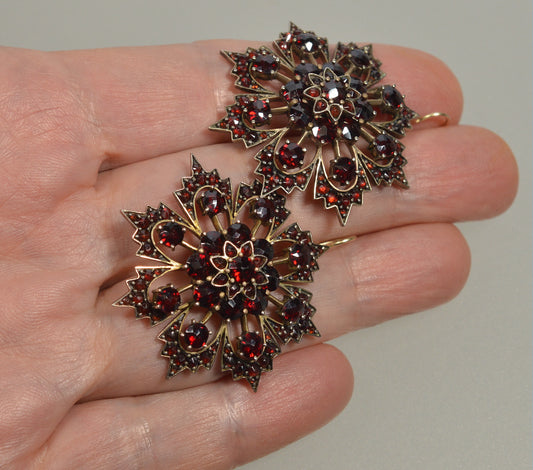 Antique Victorian Bohemian Garnet Earrings C.1890