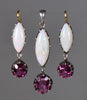 Victorian Opal Garnet Earrings Pendant Set 14K Sterling C.1890 003622