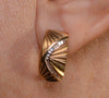 Italian 18K Gold Diamond Half Hoop Earrings