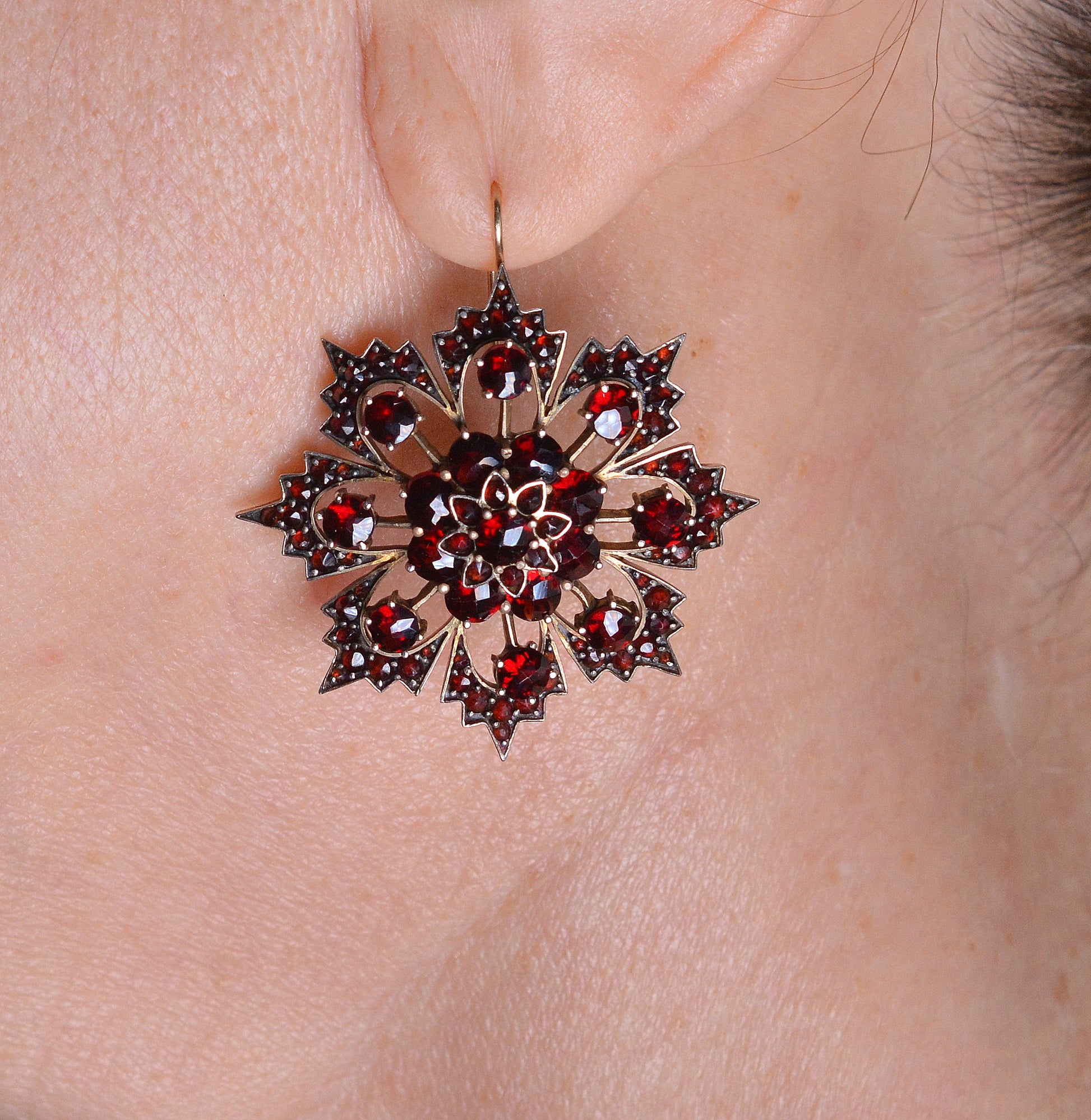 Antique Victorian Bohemian Garnet Earrings C.1890