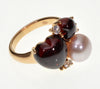 Mimi Milano 18K Gold Double Heart Garnet Ring Size 7 1/2
