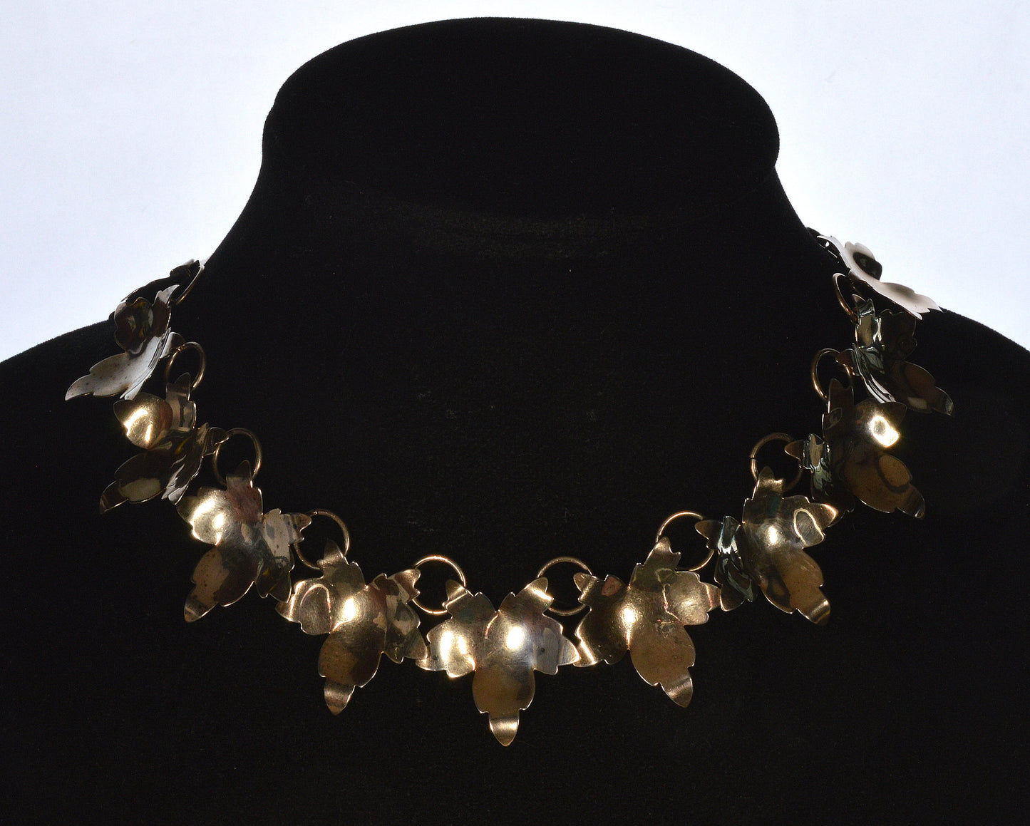 Antique Victorian Sterling Maple Leaves Necklace C.1890