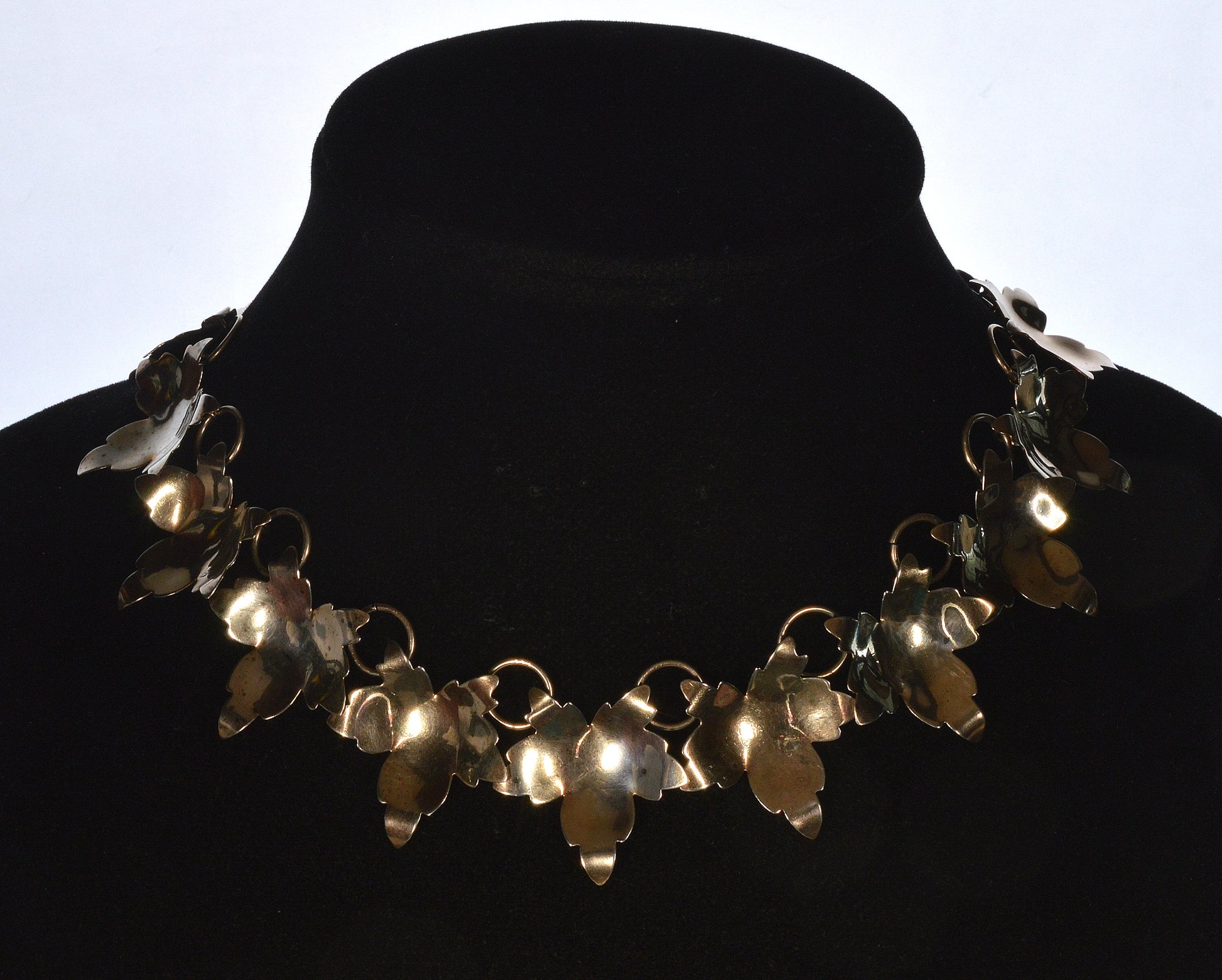 Antique Victorian Sterling Maple Leaves Necklace C.1890