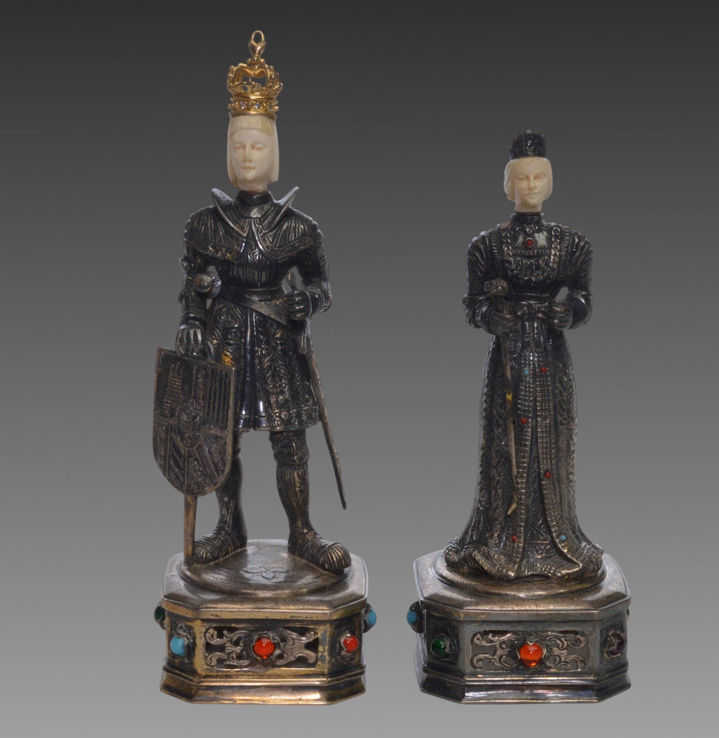 Antique German Sterling King & Queen Figures IES Israel Freeman C.1900