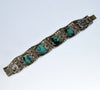 Antique Chinese Carved Turquoise Enamel Silver Bracelet C.1890