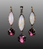 Victorian Opal Garnet Earrings Pendant Set 14K Sterling C.1890 003622