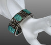 Antique Chinese Carved Turquoise Enamel Silver Bracelet C.1890