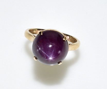 Estate Purple Star Sapphire 14K Gold Ring Size 5 3/4 C.1900