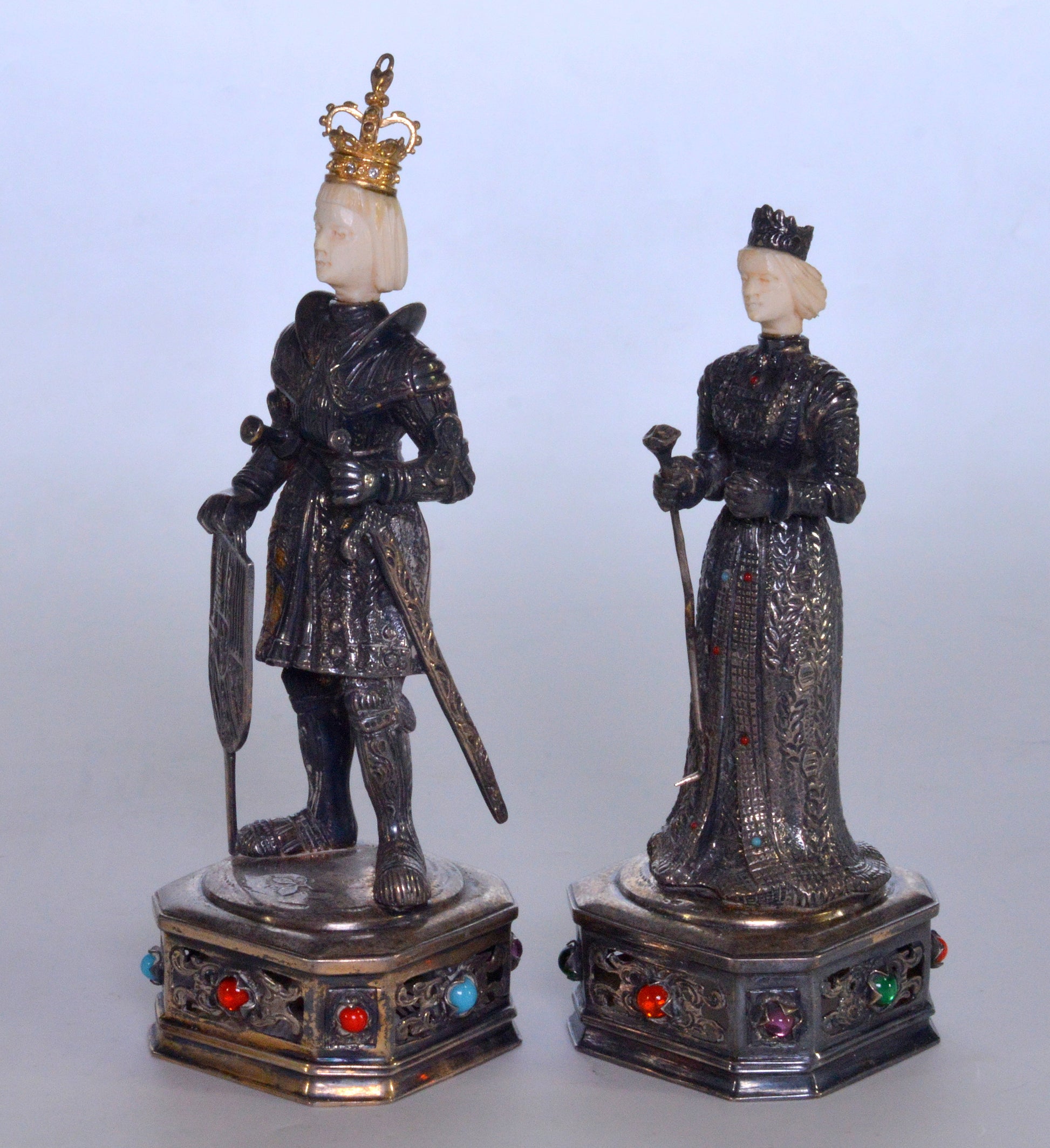 Antique German Sterling King & Queen Figures IES Israel Freeman C.1900