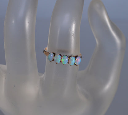 Antique Victorian 10K Gold Australian Opal Ring Size 5 3/4 C.1890